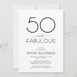Fifty and Fabulous Minimal 50th Birthday Party Kaart