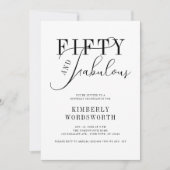 Fifty and Fabulous Minimal Script 50th Birthday Kaart (Voorkant)