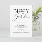 Fifty and Fabulous Minimal Script 50th Birthday Kaart (Staand voorkant)