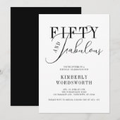 Fifty and Fabulous Minimal Script 50th Birthday Kaart (Voorkant / Achterkant)