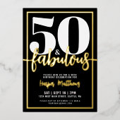 Fifty And Fabulous Modern 50th Birthday Gold Folie Uitnodiging (Voorkant)