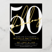 Fifty And Fabulous Modern 50th Birthday Party Gold Folie Uitnodiging (Voorkant)