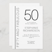 Fifty and Fabulous Modern 50th Birthday Party Kaart (Voorkant / Achterkant)