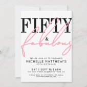 Fifty And Fabulous Modern 50th Birthday Party Kaart (Voorkant)