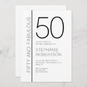 Fifty and Fabulous Modern 50th Birthday Party Kaart (Voorkant / Achterkant)