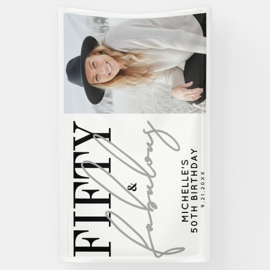 Fifty And Fabulous Modern 50th Birthday Party Spandoek (Verticaal)