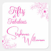 Fifty and Fabulous Modern 50th Birthday Party Vierkante Sticker (Voorkant)