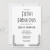 Fifty and Fabulous Modern Art Deco 50th Birthday Kaart (Voorkant)