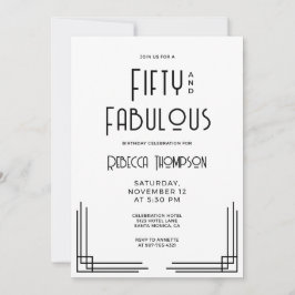 Fifty and Fabulous Modern Art Deco 50th Birthday Kaart