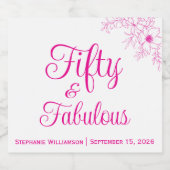 Fifty and Fabulous Modern Script Birthday Party Sparkling Wijnetiket (Enkel label)