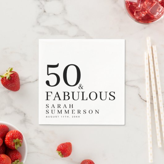 Fifty and Fabulous Name Date 50th Birthday Party Servet (Insitu)