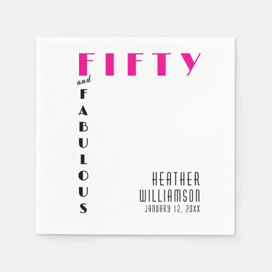 Fifty and Fabulous Name Date 50th Birthday Party Servet (Voorkant)