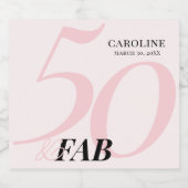 Fifty and Fabulous Name Date Birthday Invitation Sparkling Wijnetiket (Enkel label)