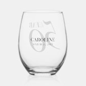 Fifty and Fabulous Name Date Birthday Party Wijnglas Zonder Voet (Achterkant)