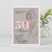 Fifty and Fabulous Photo 50th Birthday Invitation Kaart (Staand voorkant)