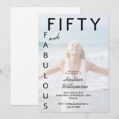 Fifty and Fabulous Photo 50th Birthday Party Invit Kaart (Voorkant / Achterkant)