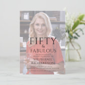 Fifty and Fabulous Photo 50th Birthday Party Kaart (Staand voorkant)