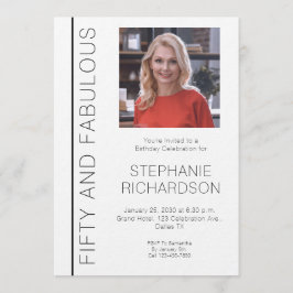 Fifty and Fabulous Photo 50th Birthday Party Kaart