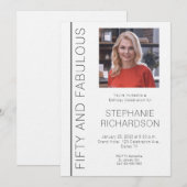 Fifty and Fabulous Photo 50th Birthday Party Kaart (Voorkant / Achterkant)