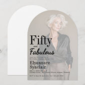 Fifty and Fabulous Photo 50th Birthday Party Kaart (Voorkant / Achterkant)
