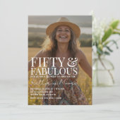 Fifty and Fabulous Photo 50th Birthday Party Kaart (Staand voorkant)