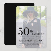 Fifty and Fabulous Photo 50th Birthday Party Kaart (Voorkant / Achterkant)