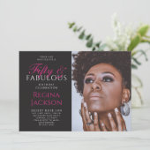 Fifty and Fabulous Photo 50th Birthday Party Kaart (Staand voorkant)