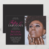 Fifty and Fabulous Photo 50th Birthday Party Kaart (Voorkant / Achterkant)