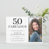 Fifty and Fabulous Photo 50th Birthday Party Kaart (Staand voorkant)