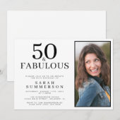 Fifty and Fabulous Photo 50th Birthday Party Kaart (Voorkant / Achterkant)