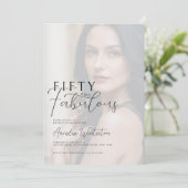 Fifty and Fabulous Photo 50th Birthday Party Kaart (Staand voorkant)