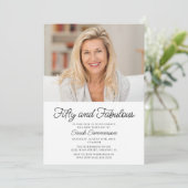 Fifty and Fabulous Photo 50th Birthday Party Kaart (Staand voorkant)