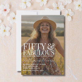 Fifty and Fabulous Photo 50th Birthday Party Kaart