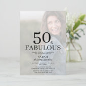 Fifty and Fabulous Photo 50th Birthday Party Kaart (Staand voorkant)