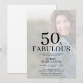 Fifty and Fabulous Photo 50th Birthday Party Kaart (Voorkant / Achterkant)