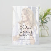 Fifty and Fabulous Photo 50th Birthday Party Kaart (Staand voorkant)