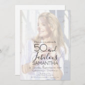 Fifty and Fabulous Photo 50th Birthday Party Kaart (Voorkant / Achterkant)