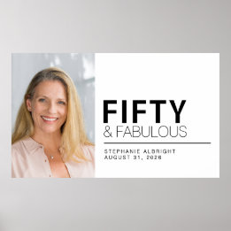Fifty and Fabulous Photo 50th Birthday Party Poster