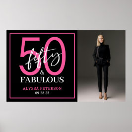 Fifty and Fabulous Photo 50th Birthday Party Poster
