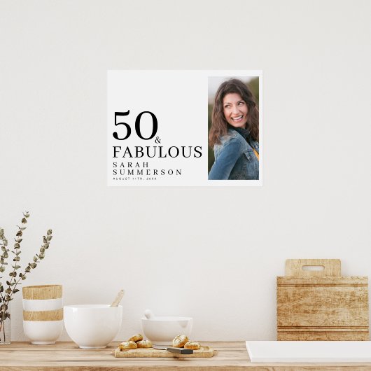 Fifty and Fabulous Photo 50th Birthday Party Poster (Keuken)