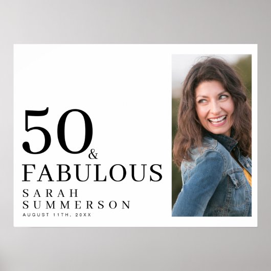 Fifty and Fabulous Photo 50th Birthday Party Poster (Voorkant)