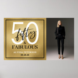Fifty and Fabulous Photo 50th Birthday Party Poster