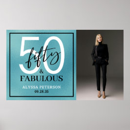 Fifty and Fabulous Photo 50th Birthday Party Poster