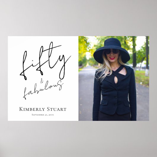 Fifty and Fabulous Photo 50th Birthday Party  Poster (Voorkant)