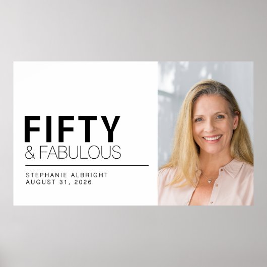 Fifty and Fabulous Photo 50th Birthday Party Poster (Voorkant)