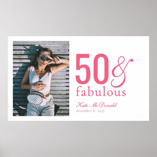 Fifty and Fabulous Photo 50th Birthday Party Poster (Voorkant)