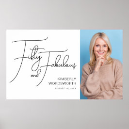 Fifty and Fabulous Photo 50th Birthday Party Poster