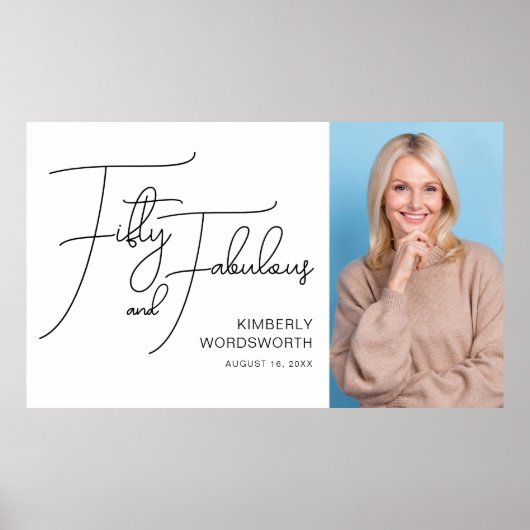 Fifty and Fabulous Photo 50th Birthday Party Poster (Voorkant)
