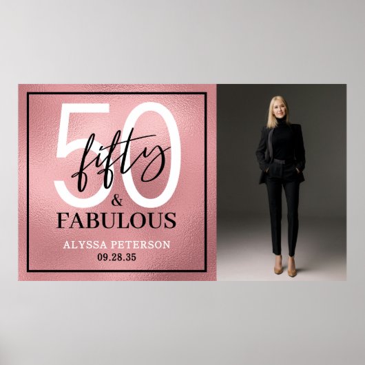 Fifty and Fabulous Photo 50th Birthday Party Poster (Voorkant)