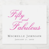 Fifty and Fabulous Photo 50th Birthday Party Sparkling Wijnetiket (Enkel label)